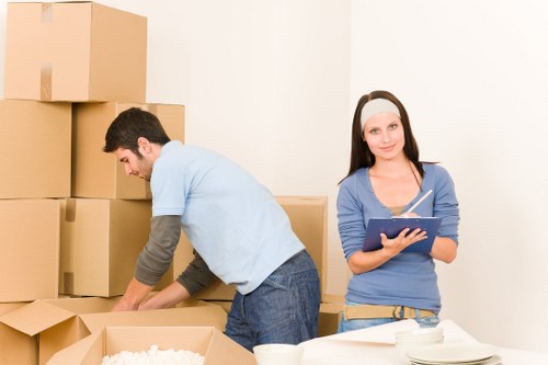 Commercial removals transport near South Kensington streets