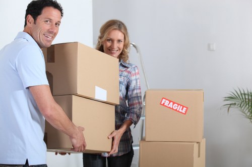 Organised packing materials prepared for a South Kensington property move
